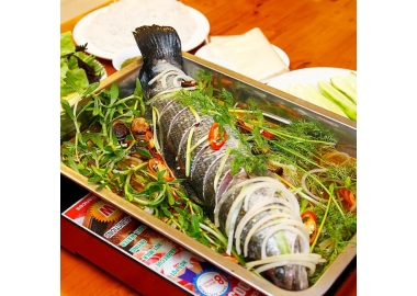 Cá trắm hấp bia